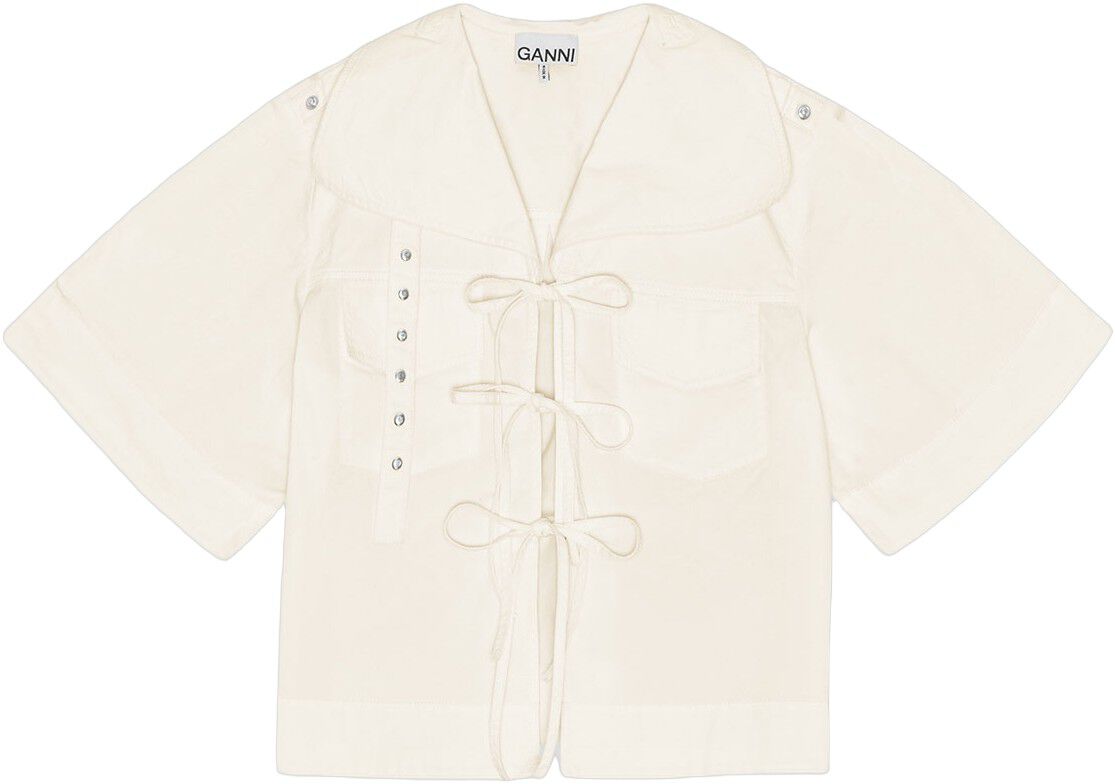 Stretch Cotton Cowl Neck Blouse