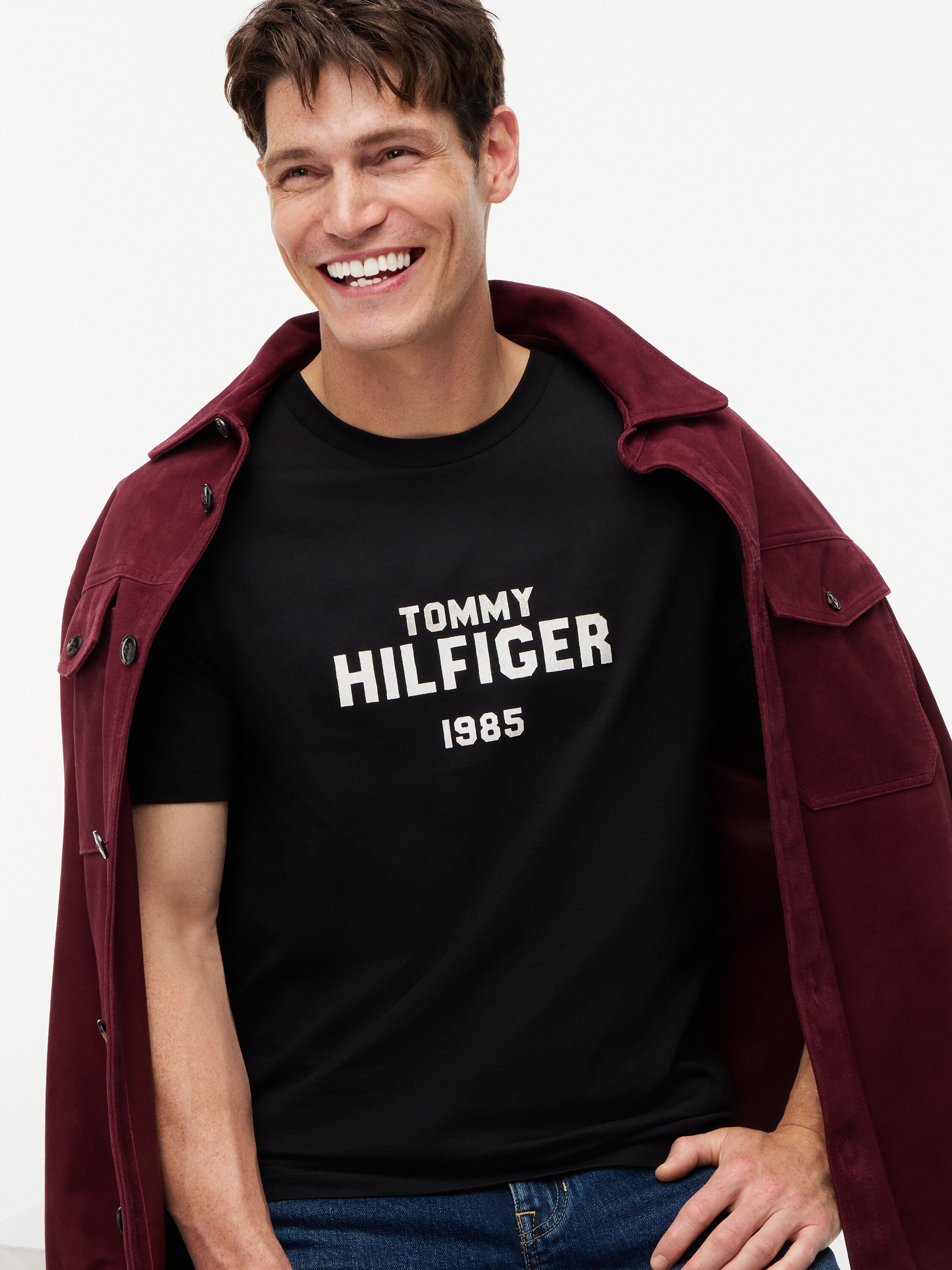 Contrast Logo Crew Neck Jersey T-Shirt