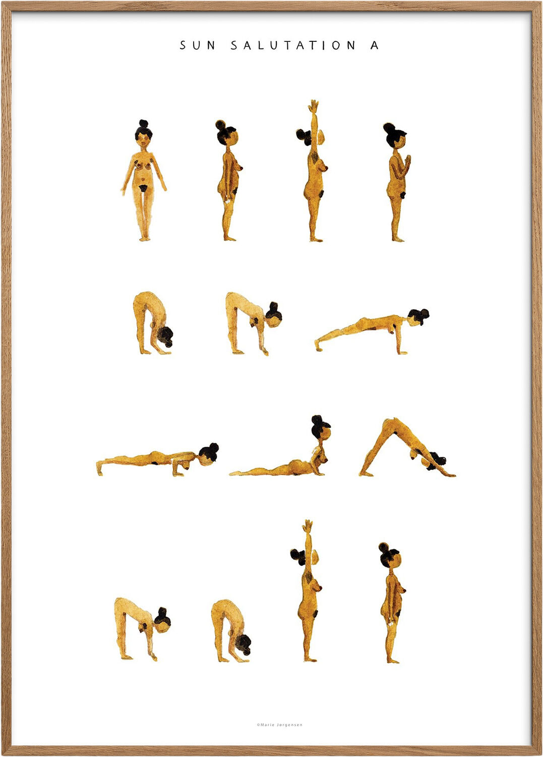 Yoga Prints - Sun Salutation A Women Golden