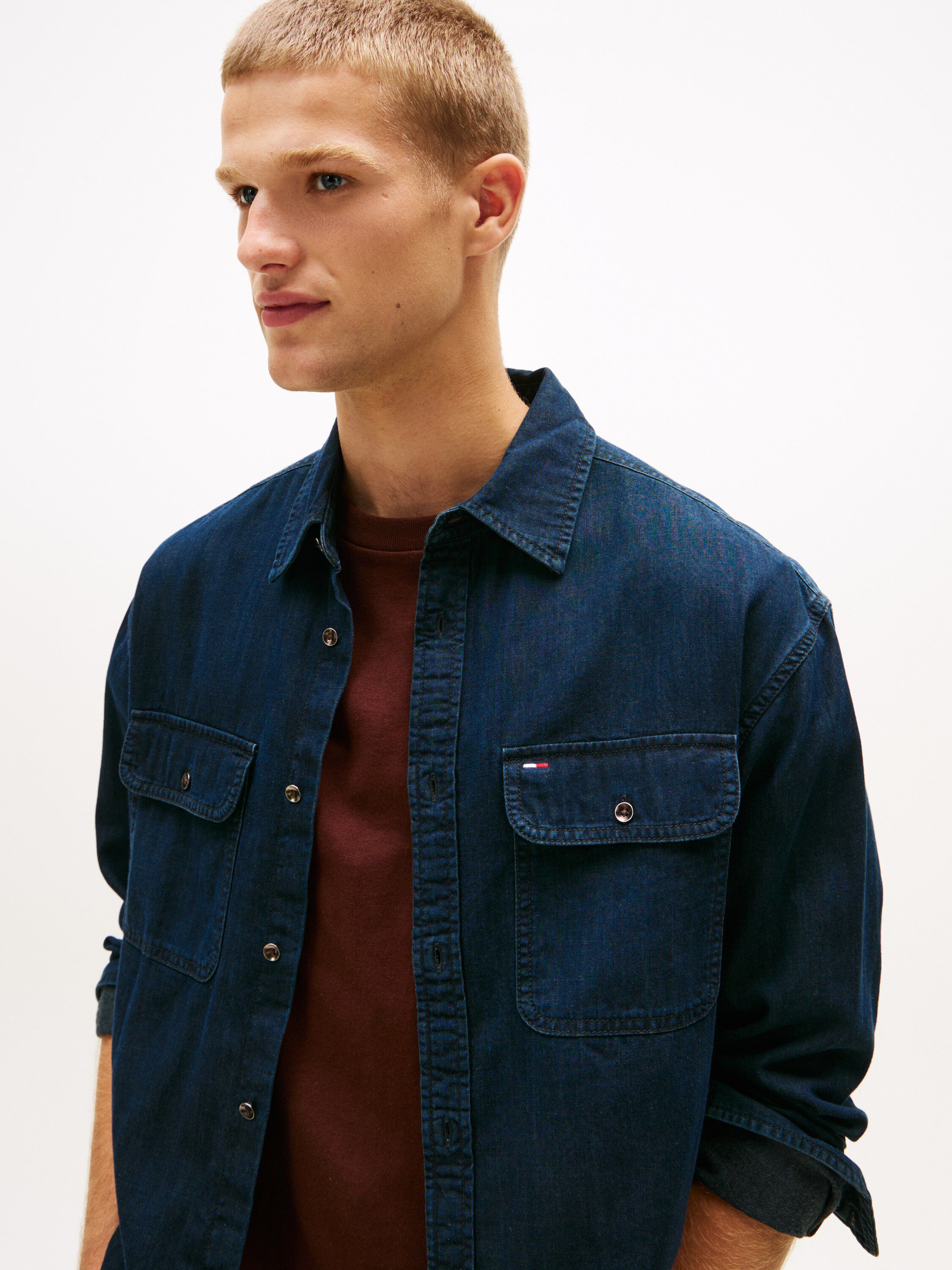 LS RELAXED DENIM SHIRT BL BK