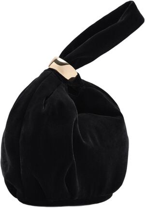 Velvet handbag with metallic detail