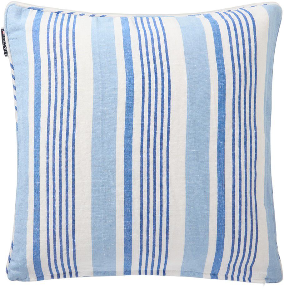 Randigt kuddfodral i bomull/linne mix