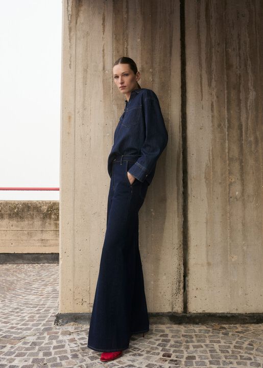 High-rise wideleg jeans rinse wash