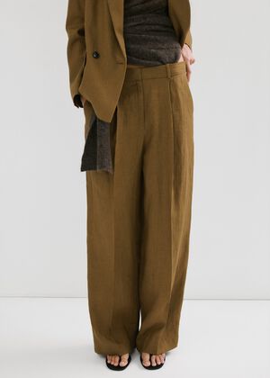 Straight-fit linen suit trousers