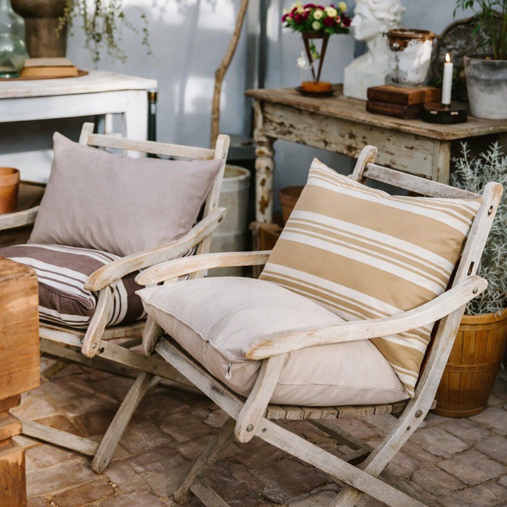 Fossflakes utomhuskudde 40x60 cm. Beige randig