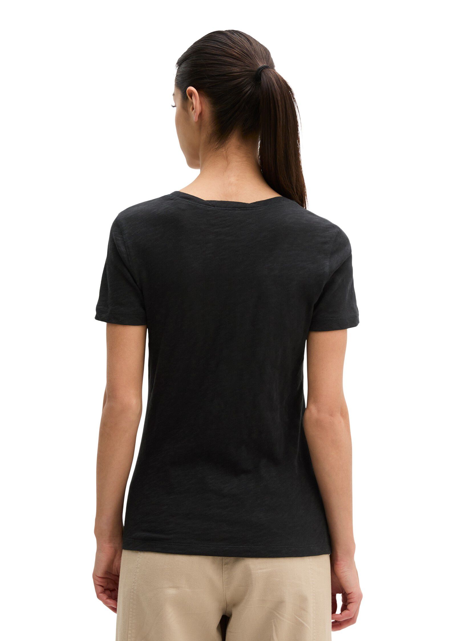 T-shirt, deep round neck twisted
