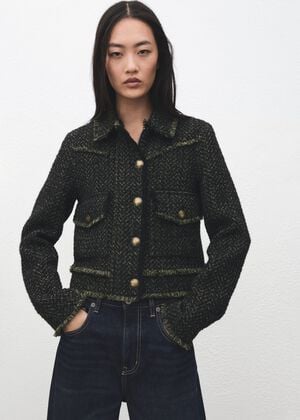 Tweed jacket with lapel collar