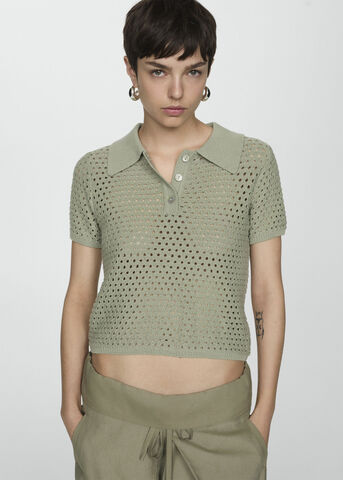 Openwork knit polo