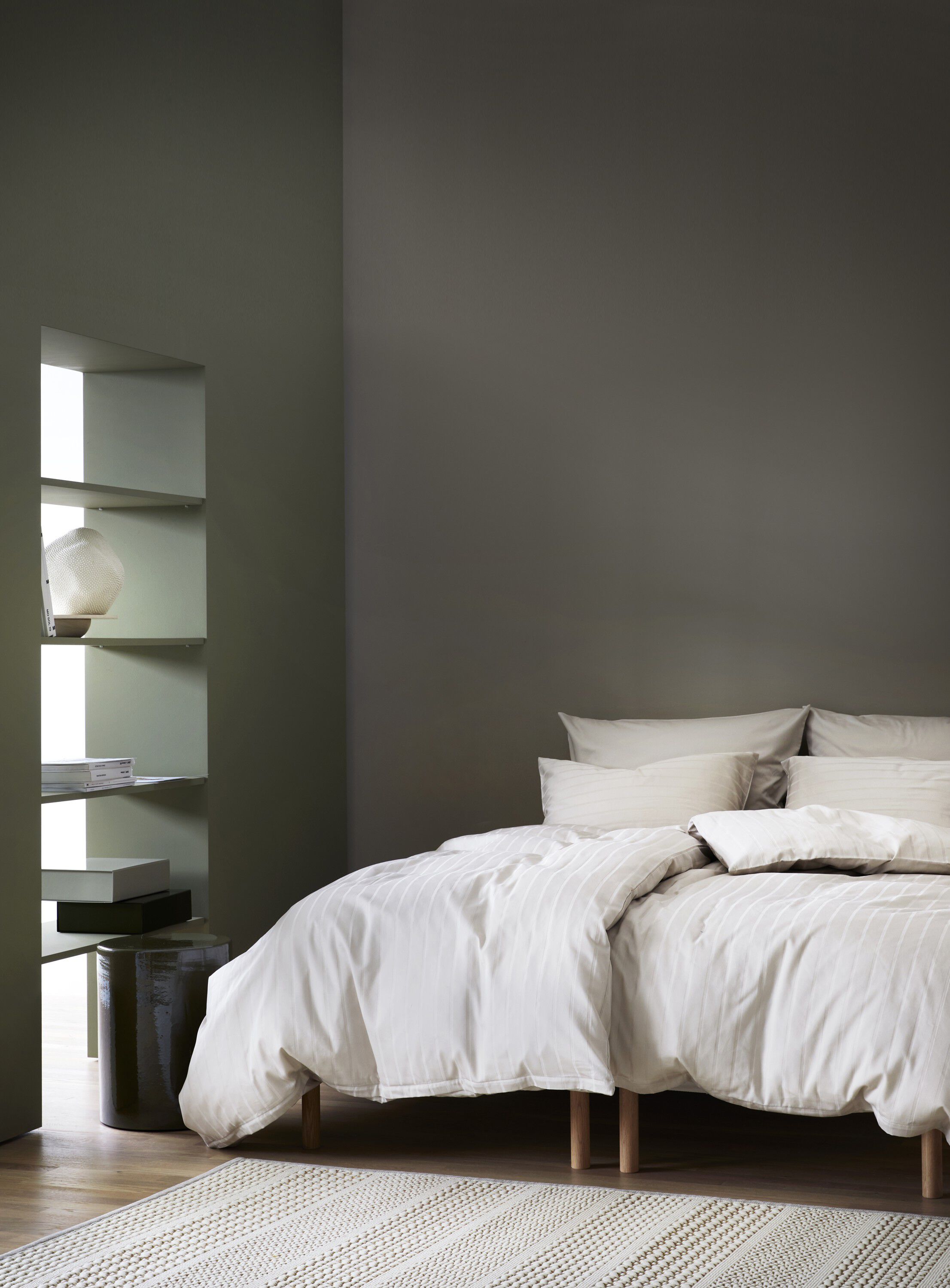 Pudebetr&aelig;k satin lys beige