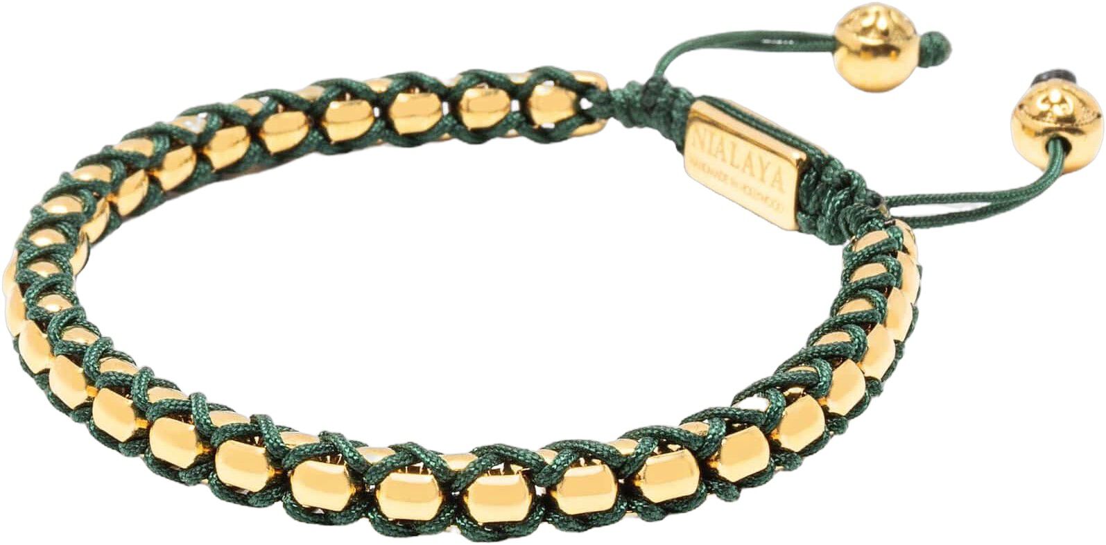 Green String Box Chain Bracelet in Gold