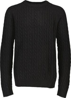 Lambswool raglan cable o-neck