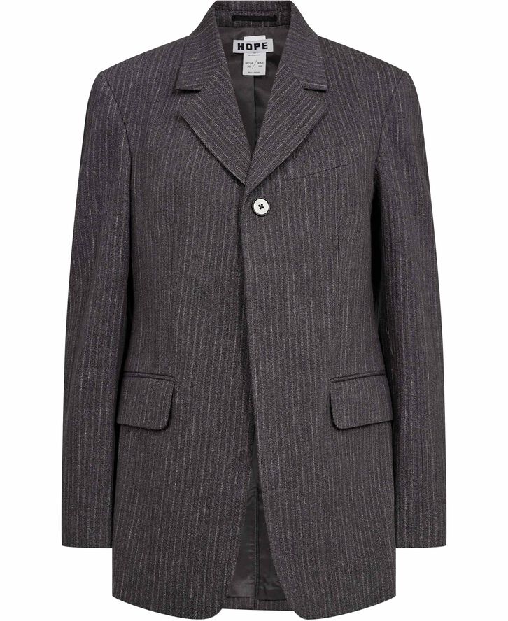 Fossil Blazer Textured Blue Grey Stripe-36