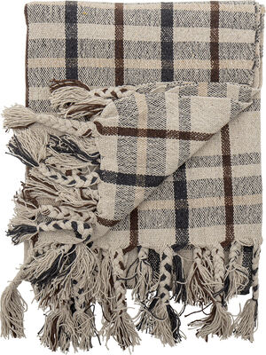 Plaid, natur, genanvendt bomuld