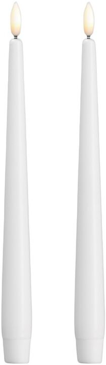 Moods & More - LED taper candle, Silk, Slim, Classic white, 2-pack, 23