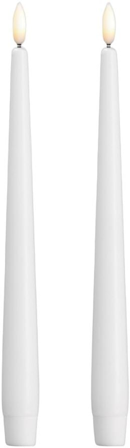 Moods & More - LED taper candle, Silk, Slim, Classic white, 2-pack, 23