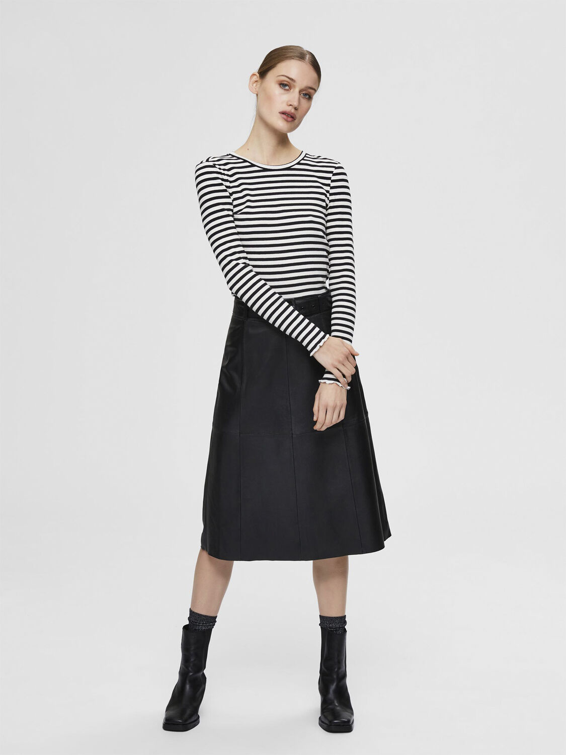 SLFANNA LS CREW NECK TEE STR NOOS