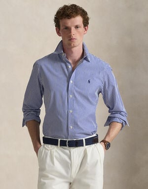 Slim Fit Striped Stretch Poplin Shirt