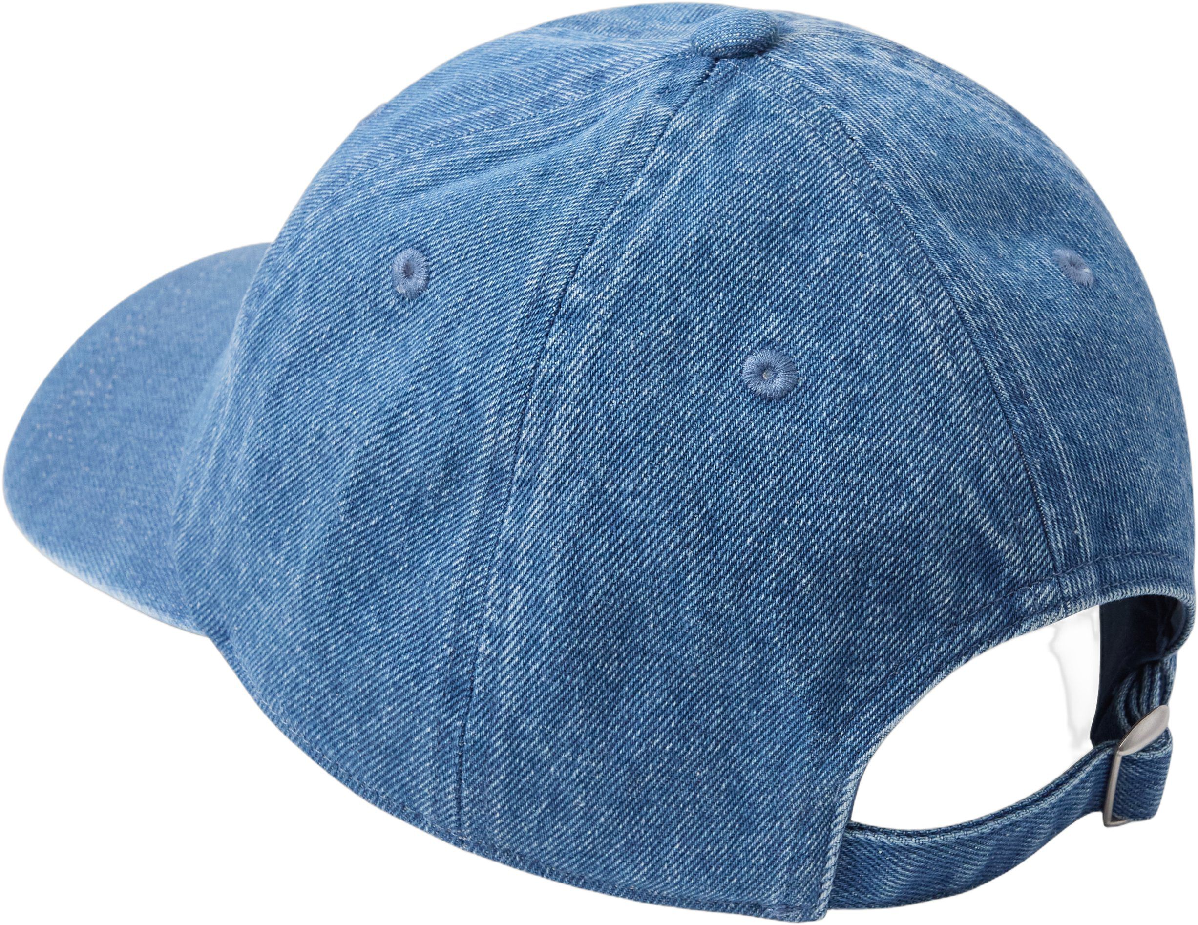 Kasket med rund skygge i denim.