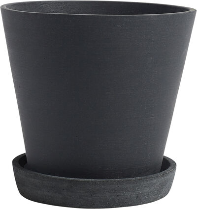 Flowerpot with Saucer-Large-Black