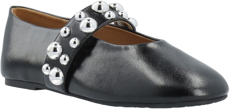 BIALUNA Studded Ballet Flat Faux Leather