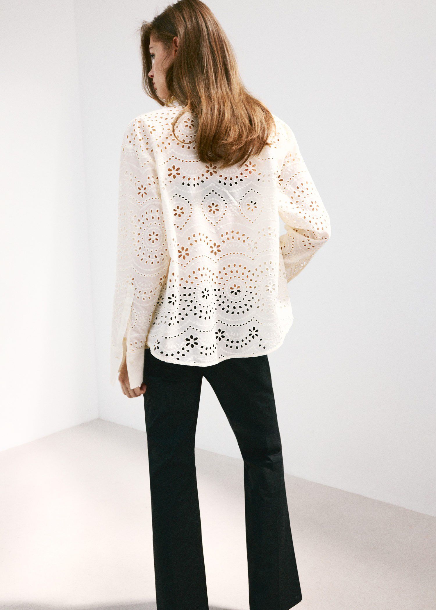 Cotton shirt with broderie anglaise