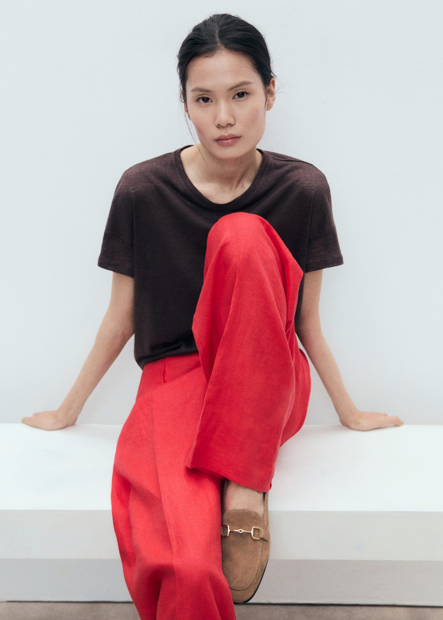 Suede moccasins with buckle