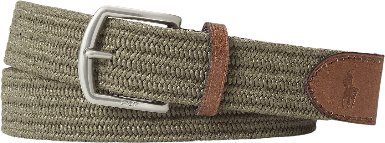 Leather-Trim Braided Belt
