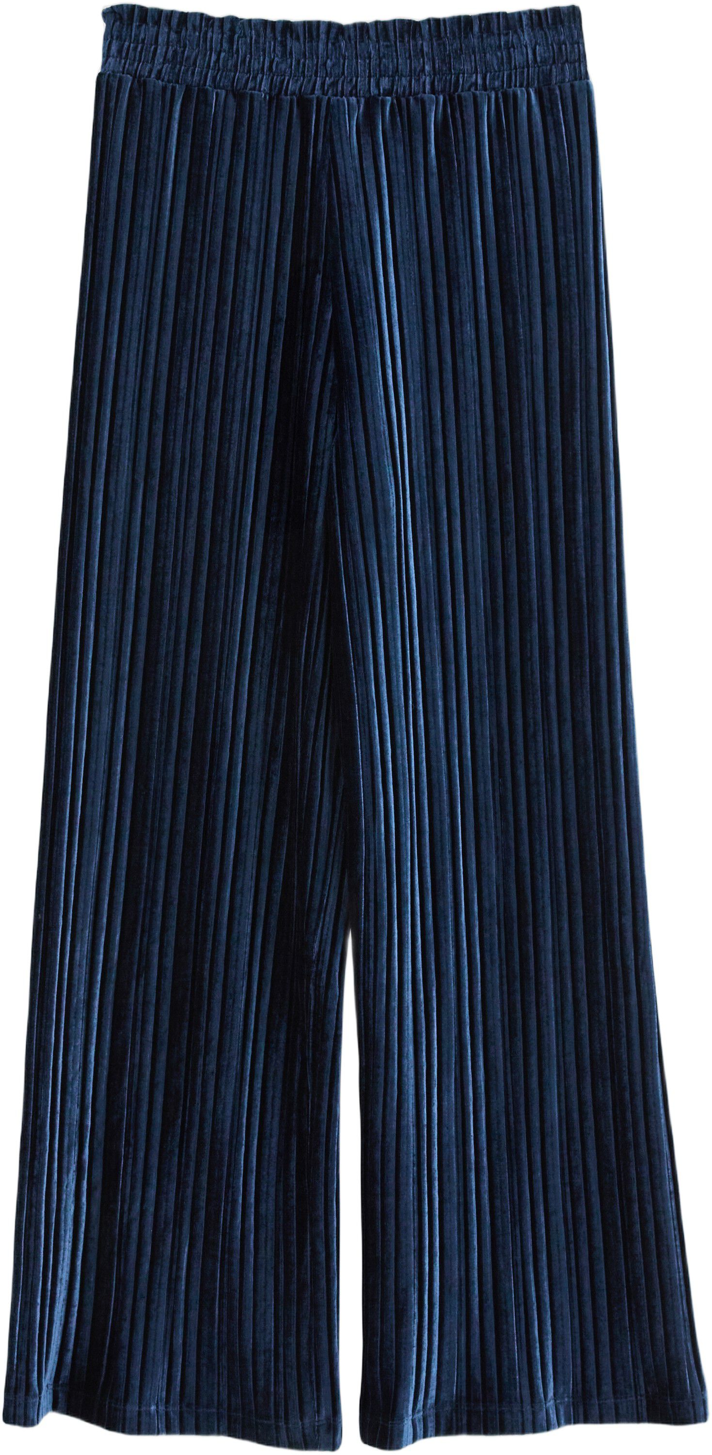 Trousers with wide legs in ribbed v