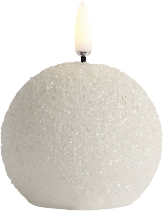 LED round candle, Nordic white, Glitter, 7x7 cm