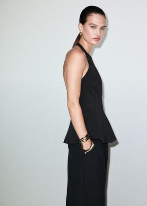 Halter-neck peplum top