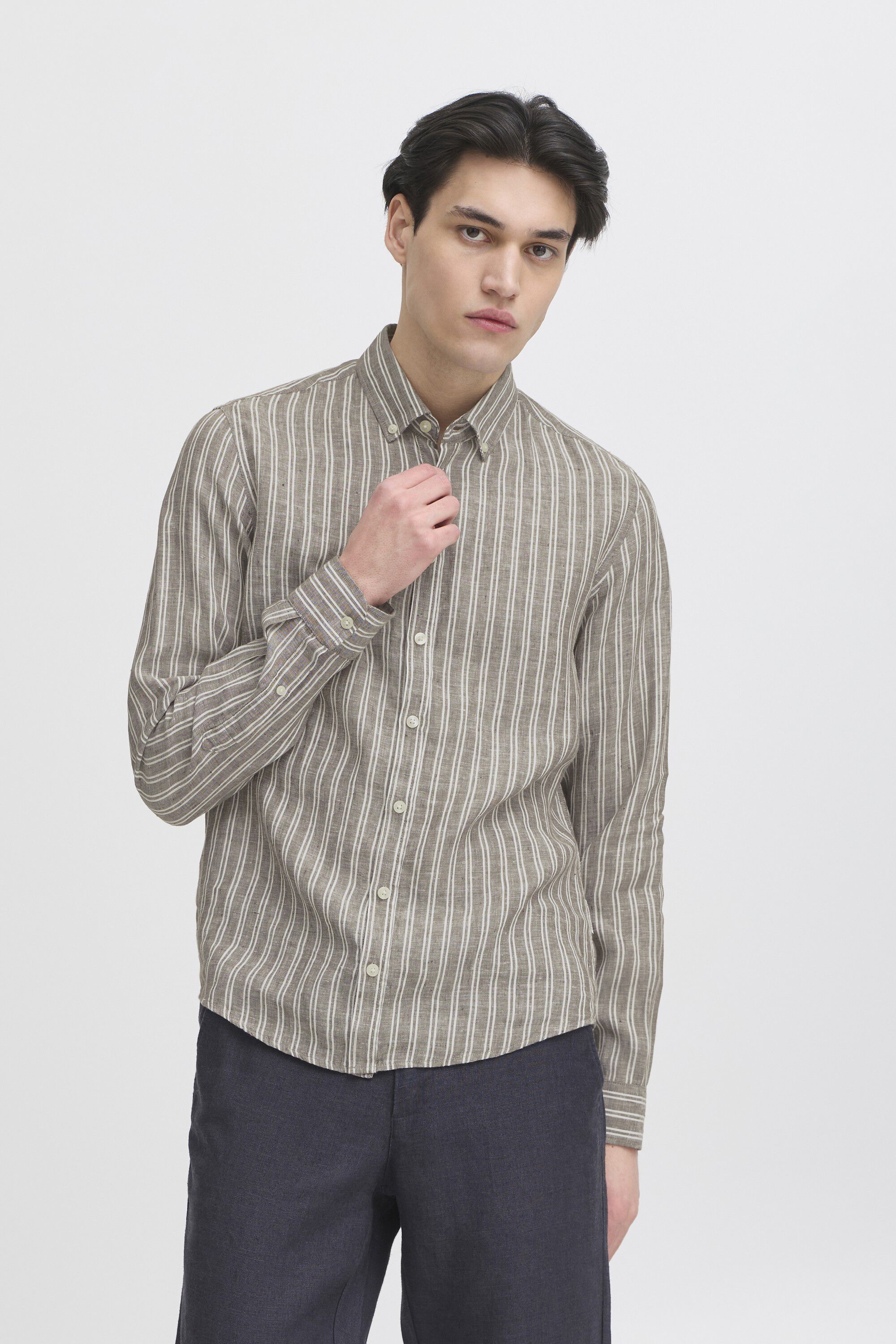 CFDALLAS LS BD striped 100% linen s