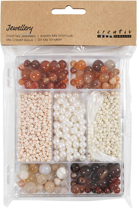 DIY Mix Smykker, Agater, str. 2,6-10 mm, hulstr. 0,8-1,8 mm,