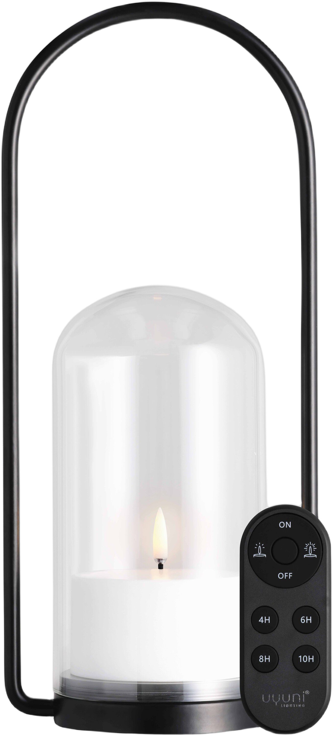 Outdoor Lantern set with glass dome, handle, candle 84005, remote