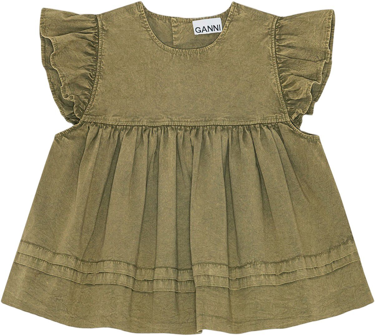 Washed Stretch Cotton Frill Sleeve