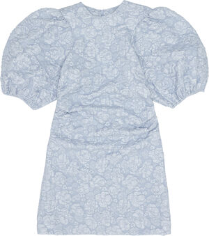 Stretch Jacquard Puff Sleeves Mini
