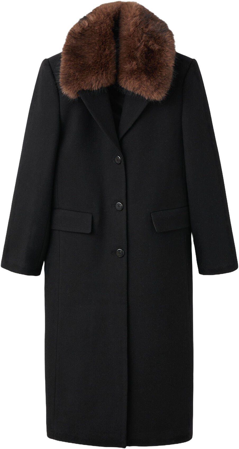 Wool coat with fur collar