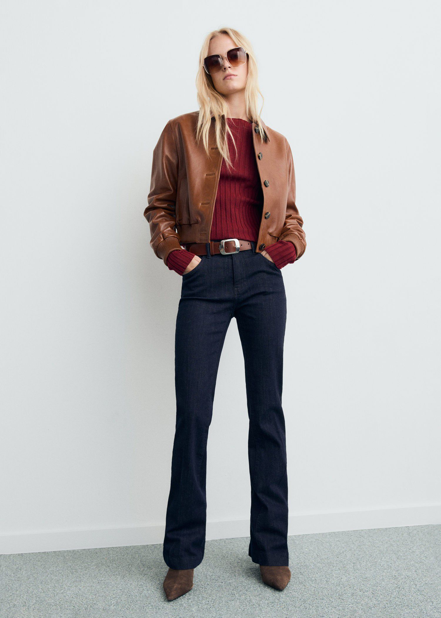 Boat neck ribbed sweater