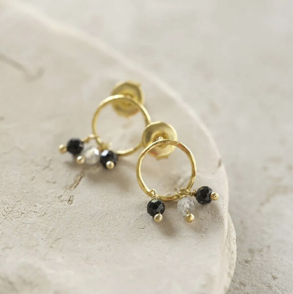 Genuine Black Onyx Labradorite Earrings GP