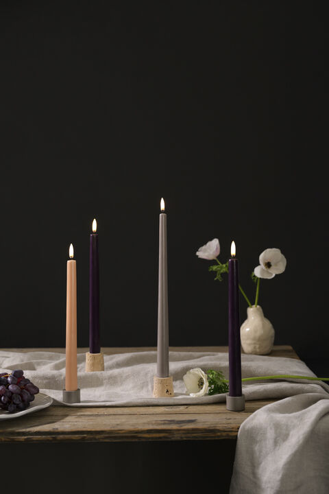 Travertine Candleholder taper, S, Desert beige, 2-pack, 3,5x