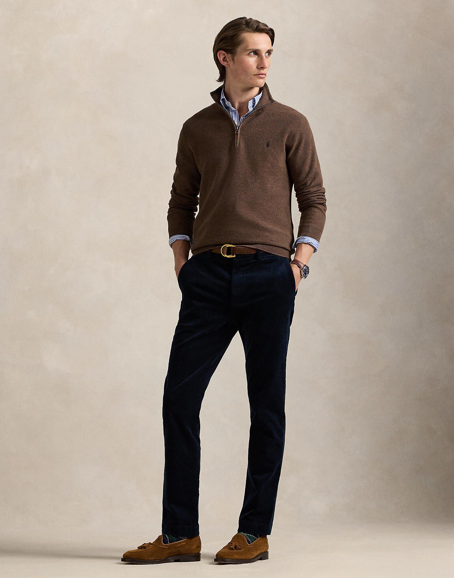 Mesh-Knit Cotton Quarter-Zip Sweater