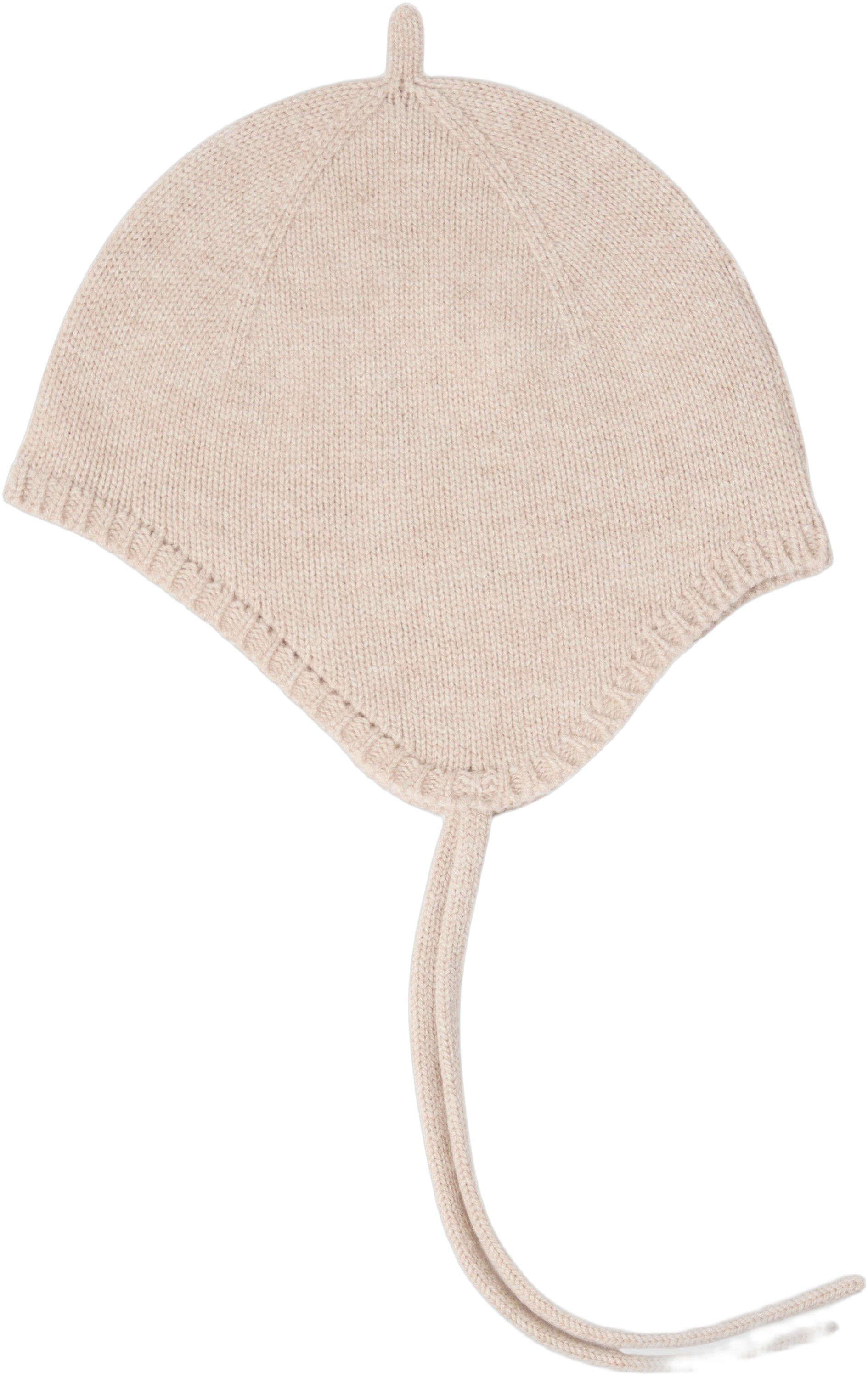 Stickad m&ouml;ssa i mjuk ull med knytb