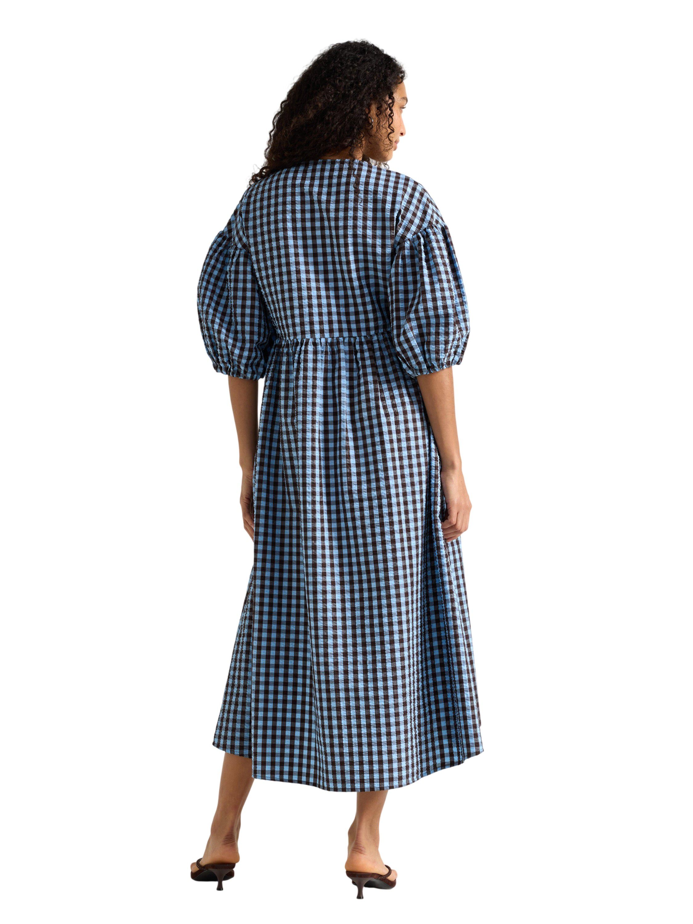 Midi dress in seersucker with short