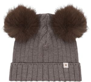 Hat Knit Alpaca Pompoms