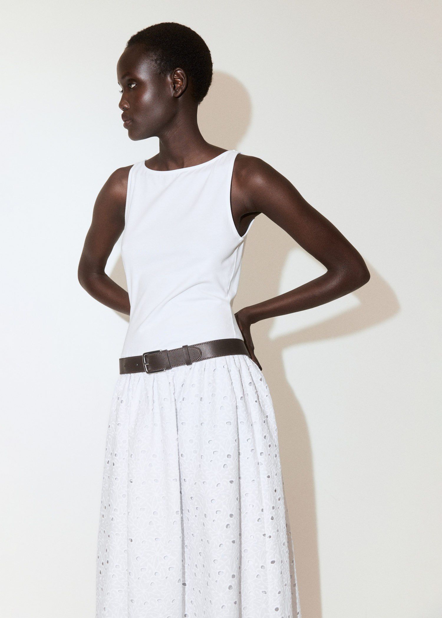 Embroidered lace flared dress