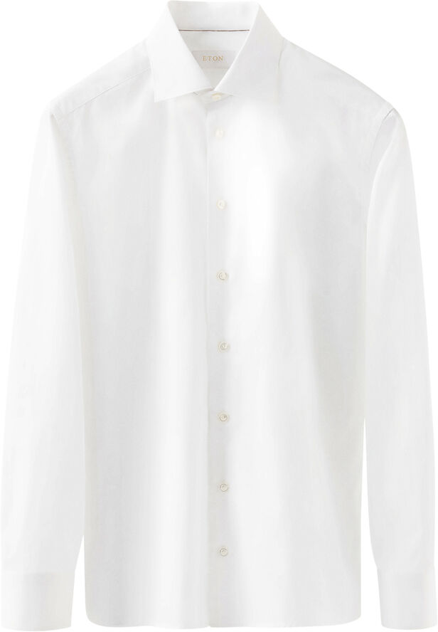 Contemporary Fit White Solid Elevated Twill Shirt