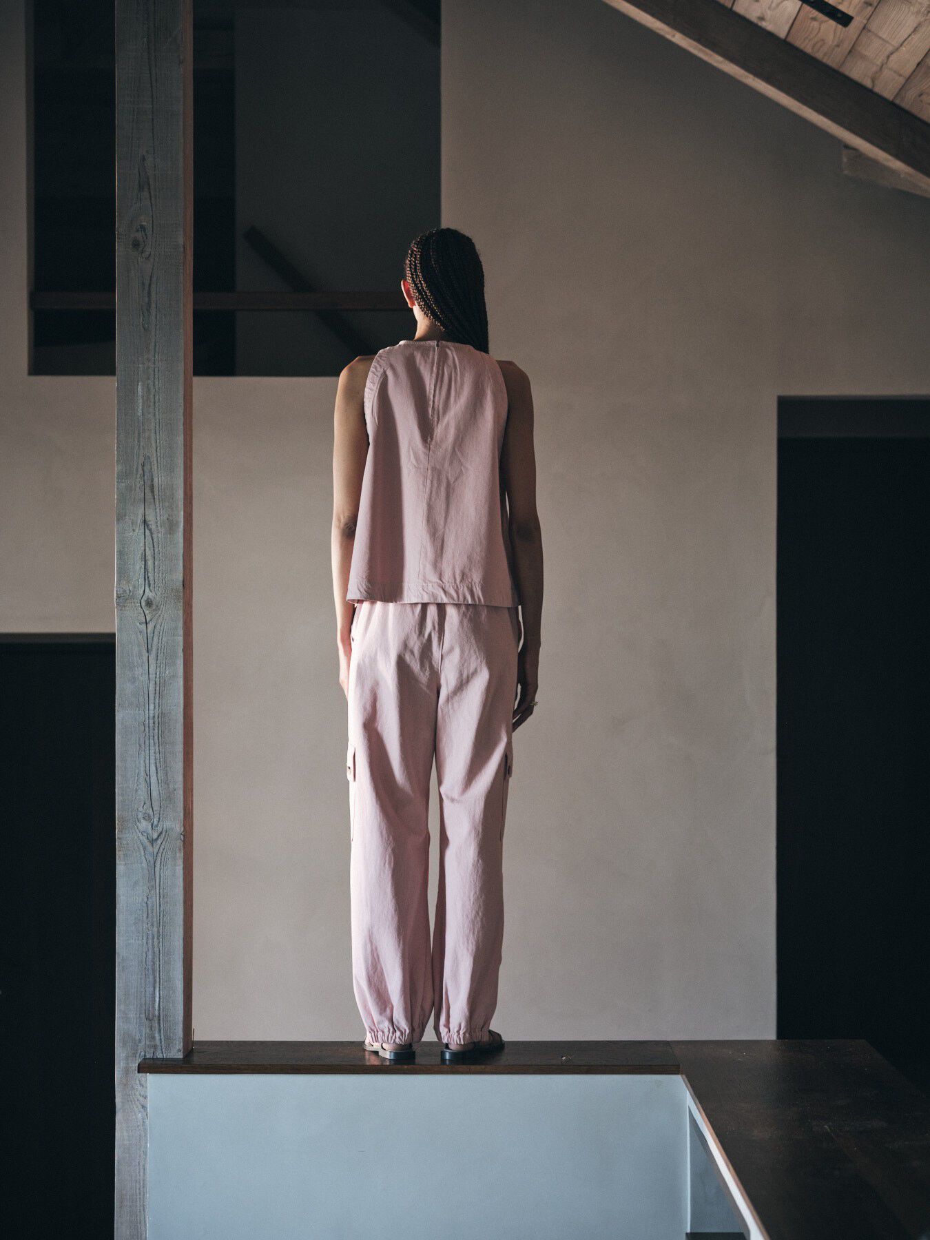 Texture canvas pants with zip - Jus