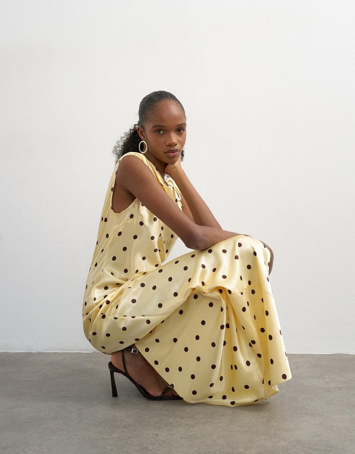 Tscalla Satin Polka Dot Maxi Dress Wvn