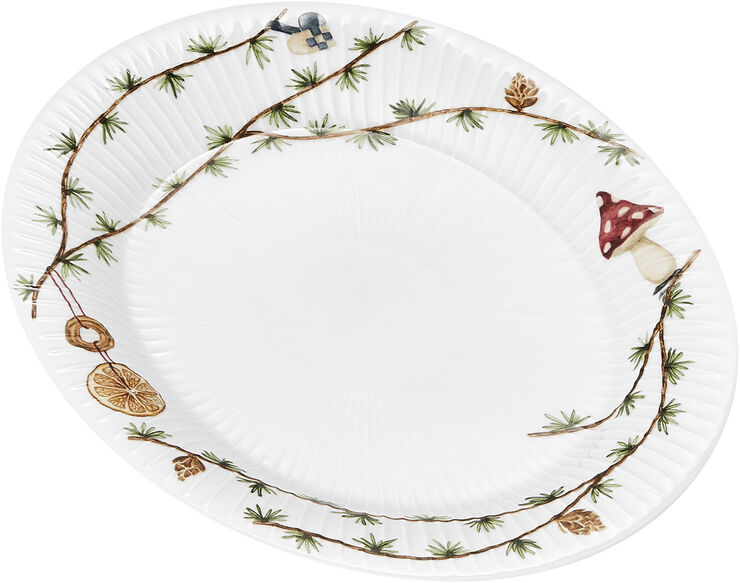 Hammershøi Christmas Ovalt bordfad 0 22,5x28,5 hvid m. deko