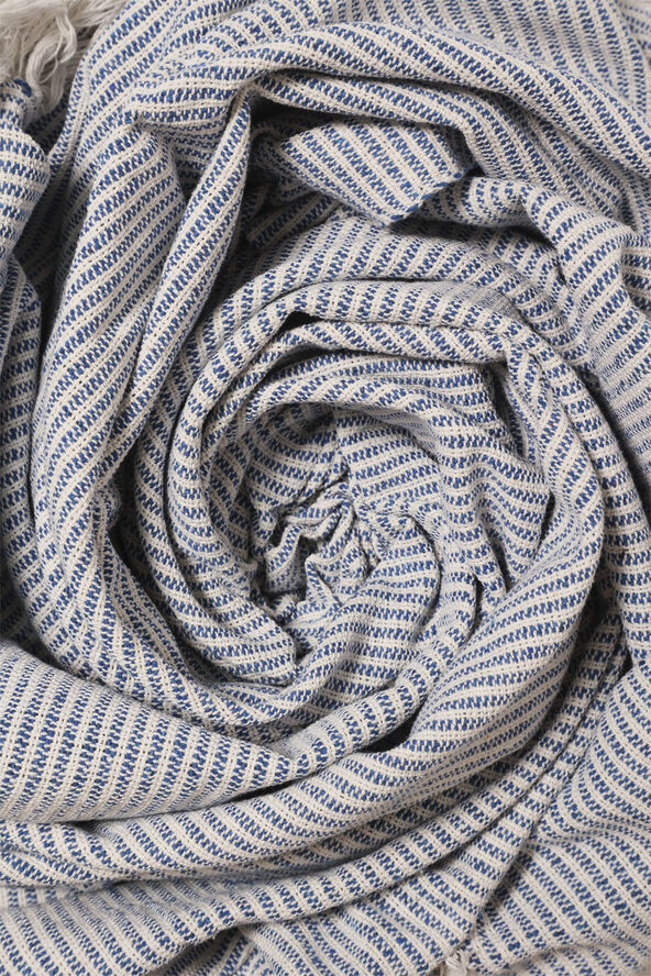 Plaid, Vævet-Royal Blå/Natur, 130x180 cm