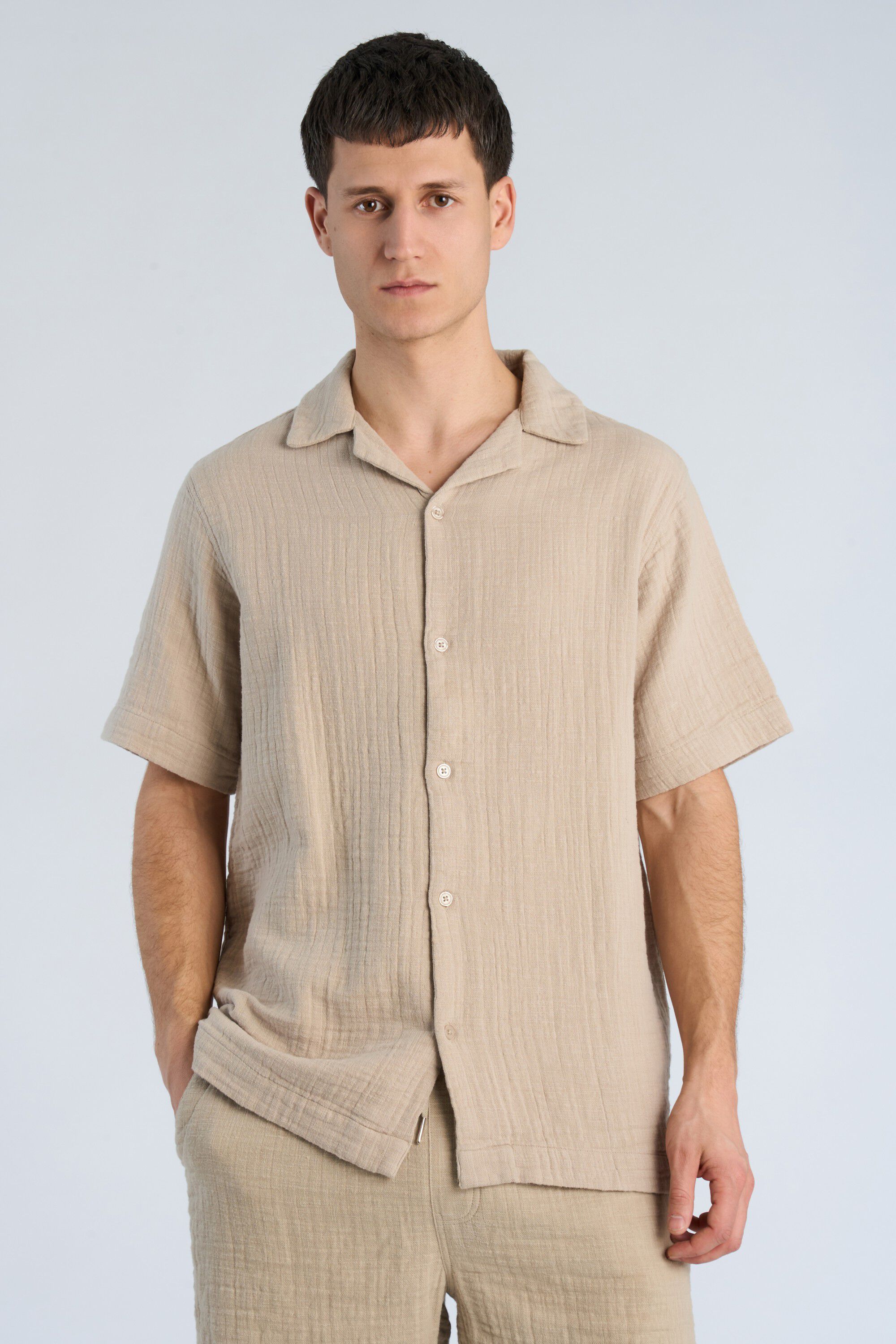 Cotton muslin resort shirt S/S